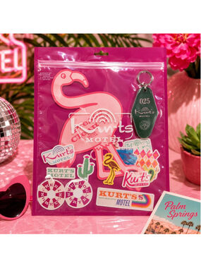 Kurt Geiger Motel Souvenir Sticker & Keychain Gift Set NWT
